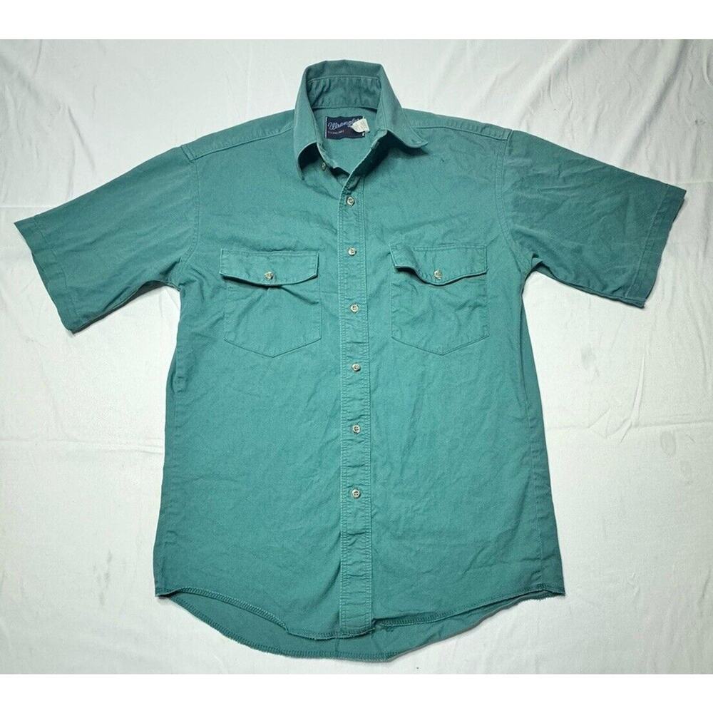 Wrangler X-Long Tails Men's Short Sleeve Green Button Up Shirt - Size S